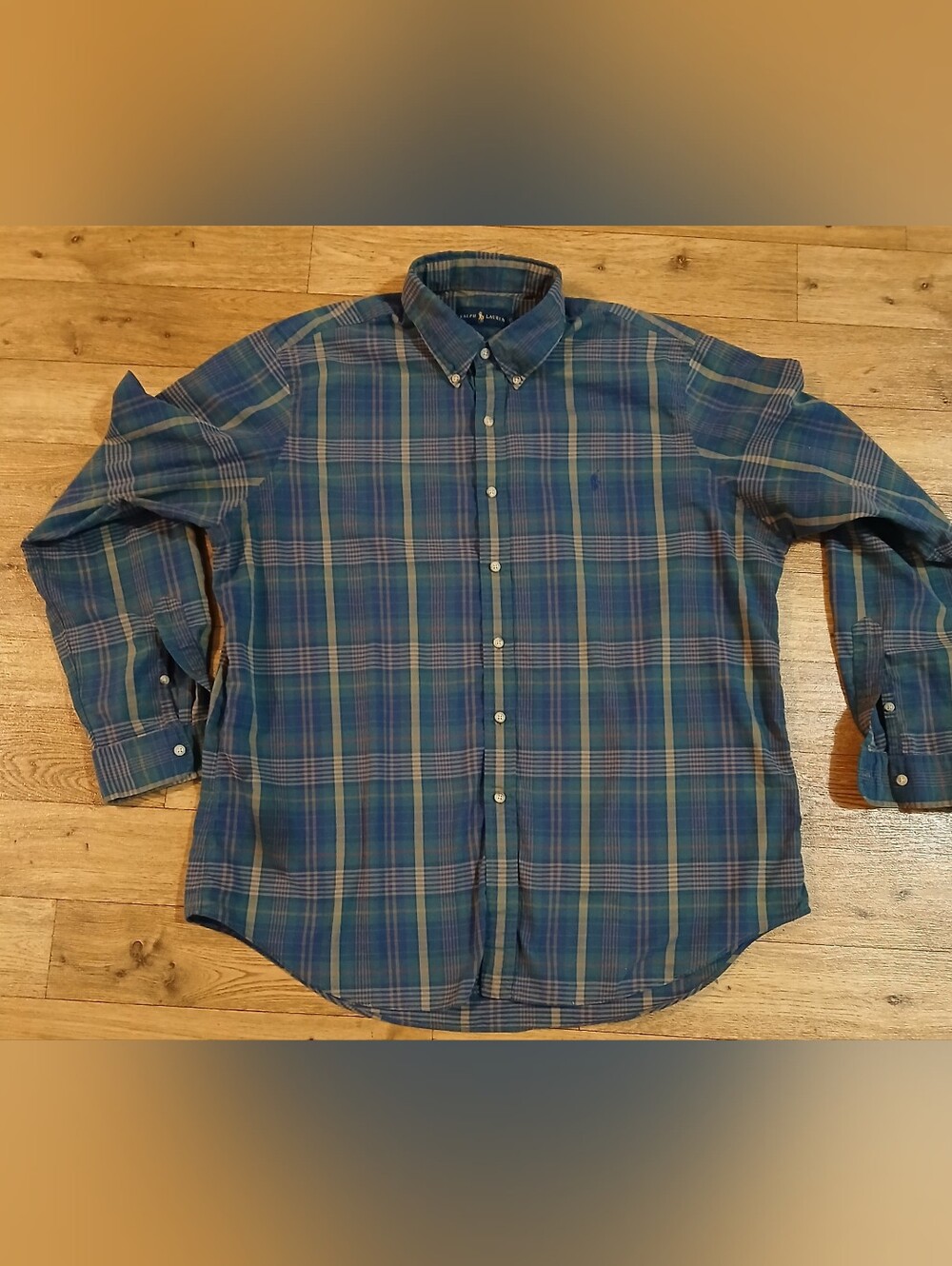 XXL Ralph Lauren Green and Blue Plaid Button-Down Shirt